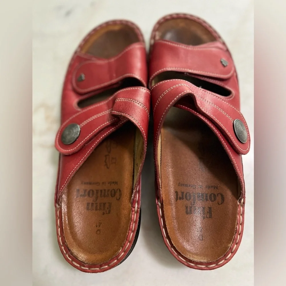Finn Comfort Women Shoe Soft Sansibar Size 10 EUR 41 Red Sandal Pre Owned - Picture 4 of 6